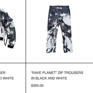 CEECLA Zip Trousers in Black and White $395 retail